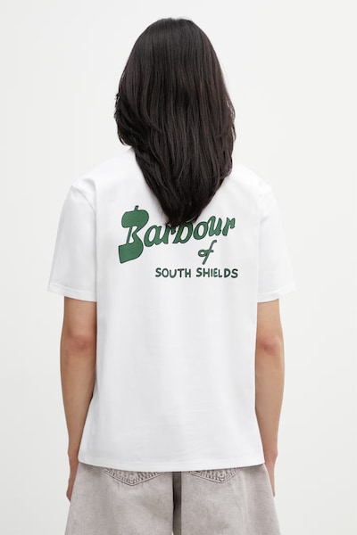 Barbour MTS1569WH11 tricou din bumbac bărbătesc alb Crossby Archive Logo