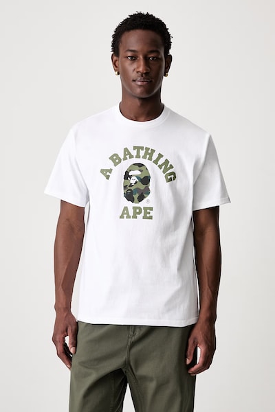 A Bathing Ape 1st Camo College T-shirt bawełniany męski biały 001TEM301013M