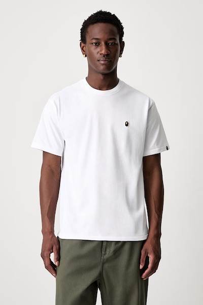 A Bathing Ape One Point T-shirt basic bawełniany męski biały 001TEM301003M