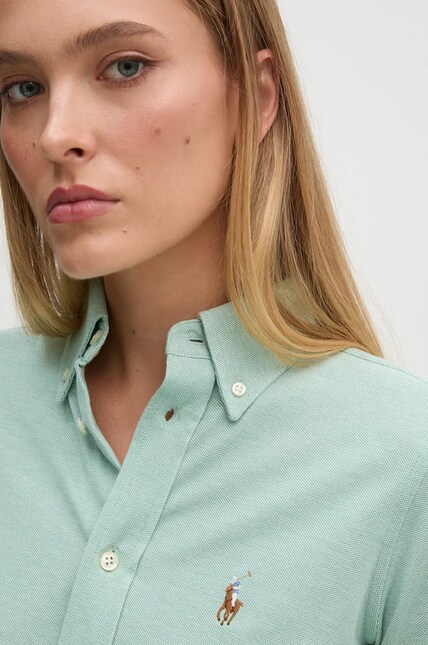 Polo Ralph Lauren oxford shirt cotton Women's green plain