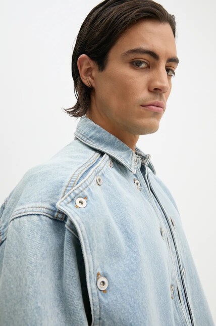 Y/Project denim jacket EVERGREEN SNAP OFF DENIM SHIRT blue color