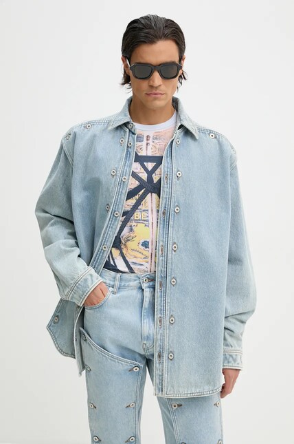 Y/Project denim jacket EVERGREEN SNAP OFF DENIM SHIRT blue color