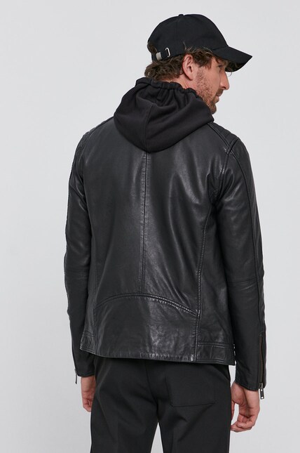 レザージャケット　selected Кожаная куртка Selected Homme мужская цвет чёрный переходная