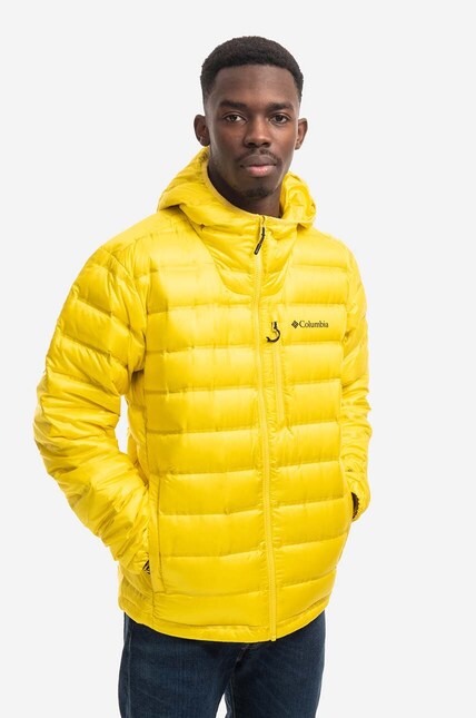 ジャケット・アウター 00s Columbia hooded puffer down jacket Columbia down jacket Pebble Peak Down Hooded Jacket men's yellow