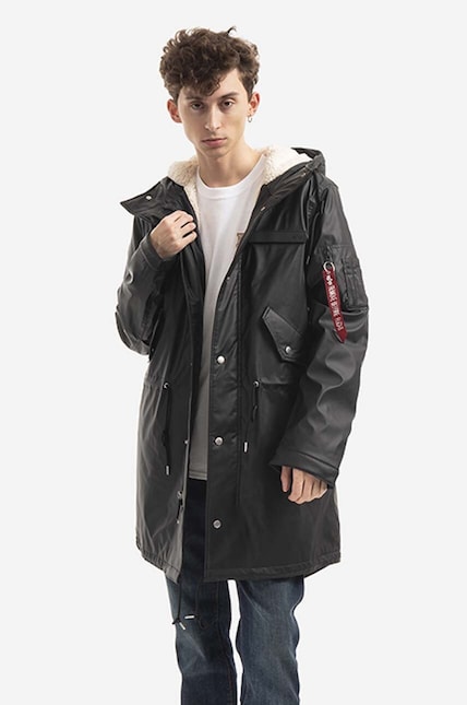 Alpha Industries rain jacket Raincoat Tl men's black color at PRM US Alpha Industries rain jacket Raincoat Tl men's black color at PRM US