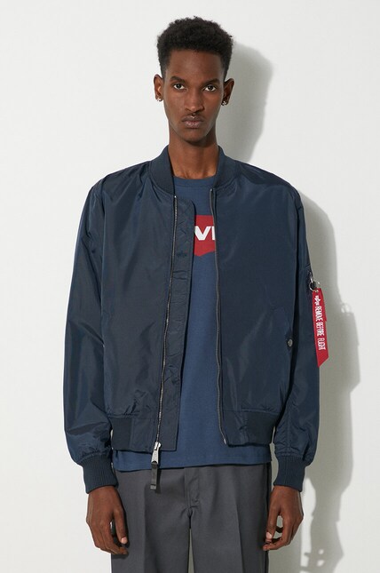 Alpha Industries bomber jacket MA-1 TT men's navy blue color
