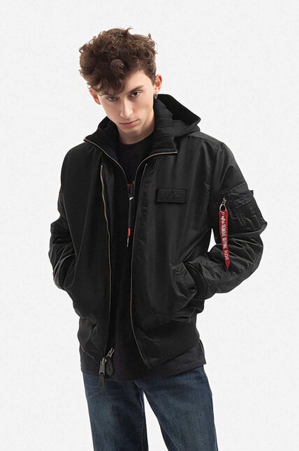 Alpha Industries bomber jacket Ma-1 D-Tec Se men's black color