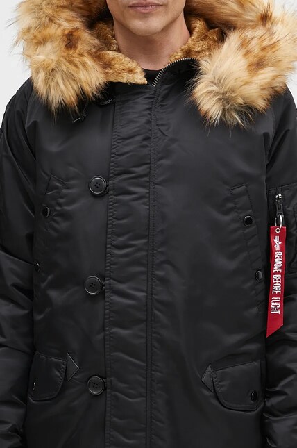 Alpha Industries jacket PARKA N3B VF 59 men's black color