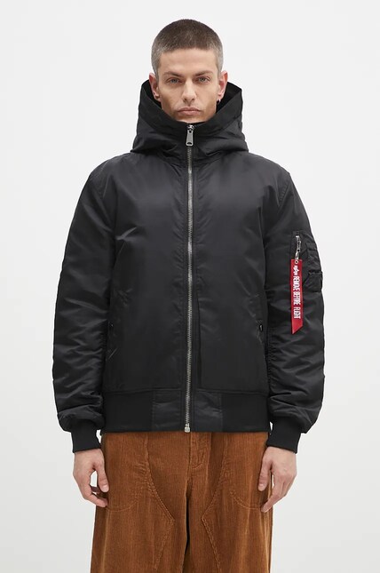 Alpha Industries jacket MA-1 Hooded men's black color 158104.03 at