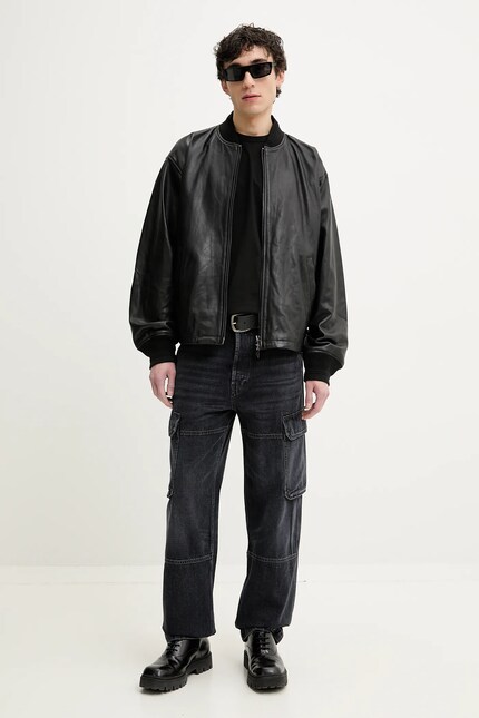 Кожаная куртка Diesel L-KHAT JACKET цвет чёрный переходная