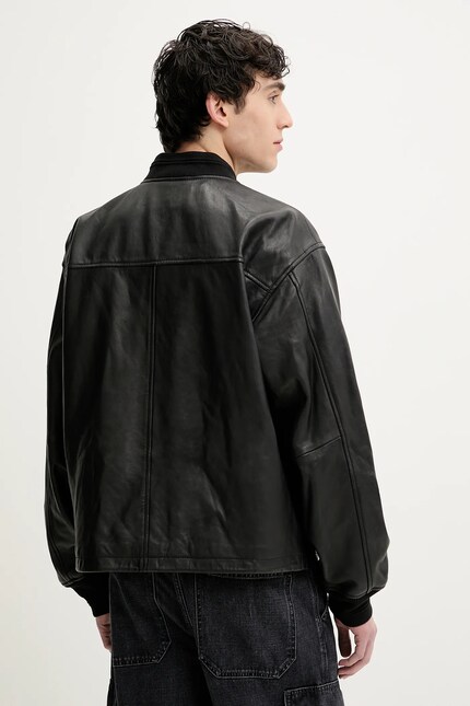 Шкіряна куртка Diesel L-KHAT JACKET колір чорний перехідна