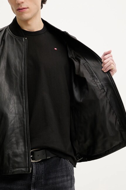 Шкіряна куртка Diesel L-KHAT JACKET колір чорний перехідна