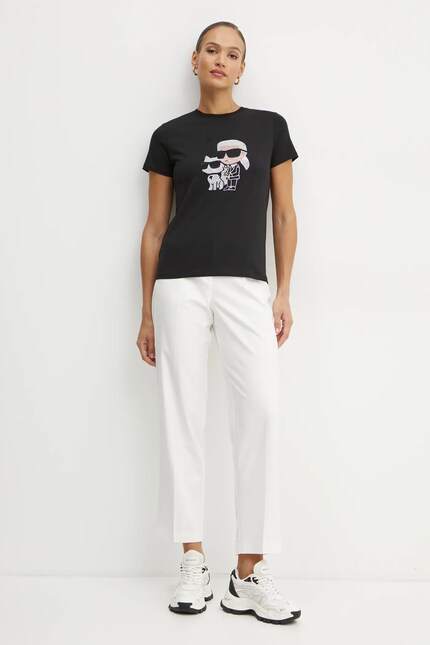 Karl Lagerfeld tricou din bumbac IKON RS femei, culoarea negru