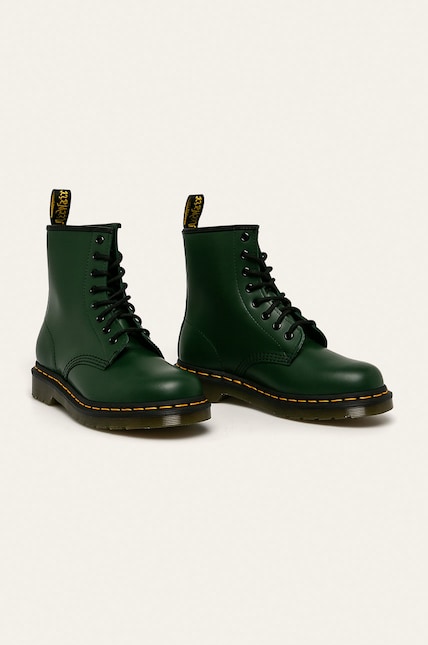 Dr. Martens leather biker boots 1460 women's green color at PRM US