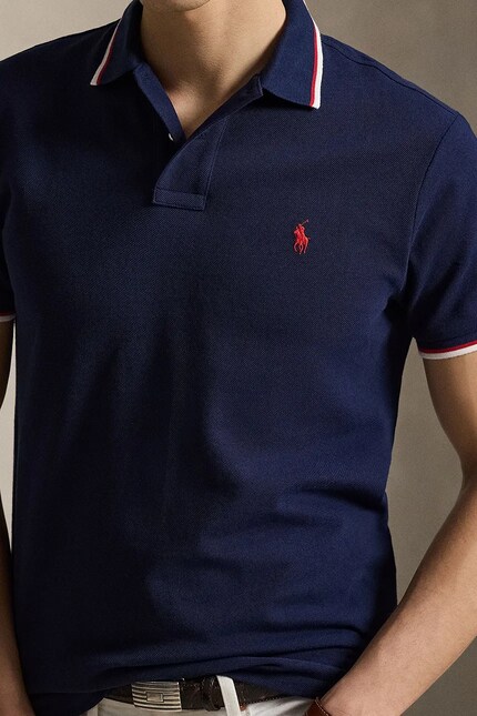 Поло Polo Ralph Lauren мужское цвет синий гладкий | ANSWEAR.ua