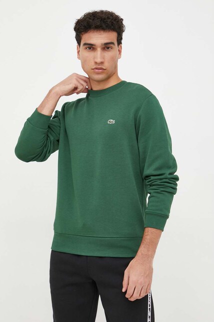Lacoste кофта для мужчин с хлопком зелёная SH9608 | ANSWEAR.ua
