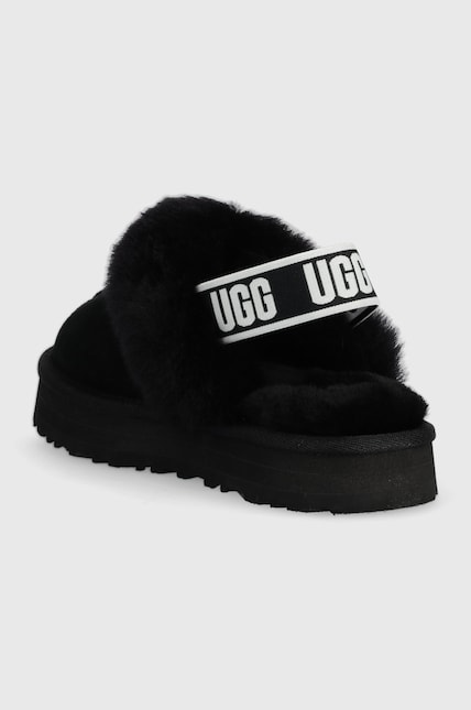 UGG papuci din piele Funkette culoarea negru | ANSWEAR.ro
