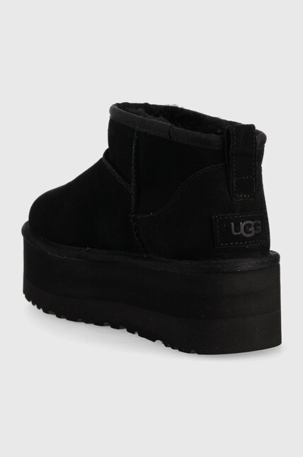 Замшевые сапоги UGG W Classic Ultra Mini Platform цвет чёрный