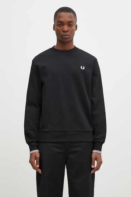 Хлопковая кофта Fred Perry мужская цвет чёрный однотонная M7535 Хлопковая кофта Fred Perry мужская цвет чёрный однотонная M7535