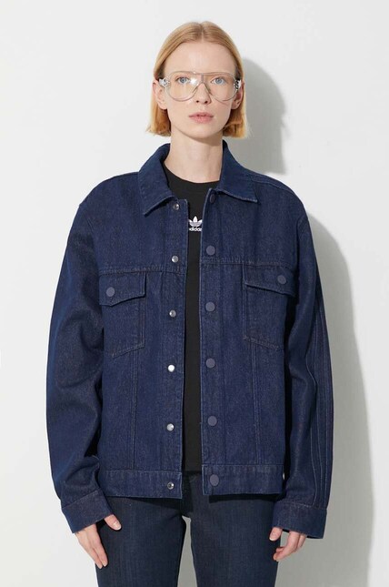 adidas Originals denim jacket women's navy blue color IN0265 at PRM US