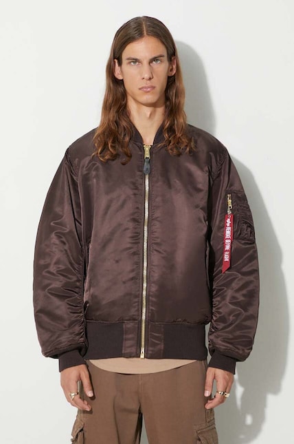 Alpha Industries reversible bomber jacket MA-1 men's brown color