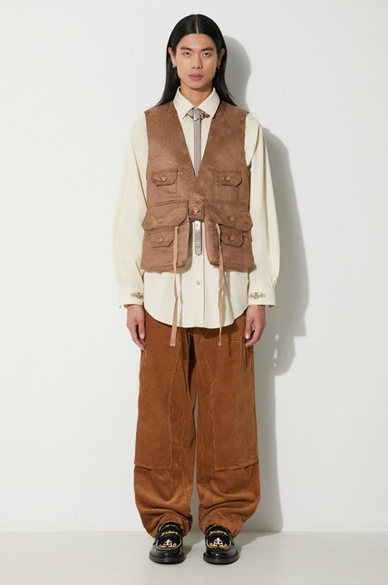 Engineered Garments vest Fowl Vest men's brown color 23F1C002