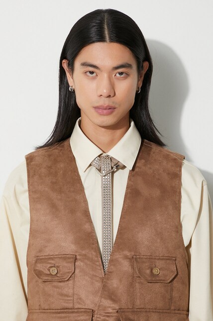 Engineered Garments vest Fowl Vest men's brown color 23F1C002