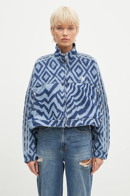 adidas Originals denim jacket x FARM Rio women's blue color IW0793 adidas Originals denim jacket x FARM Rio women's blue color IW0793