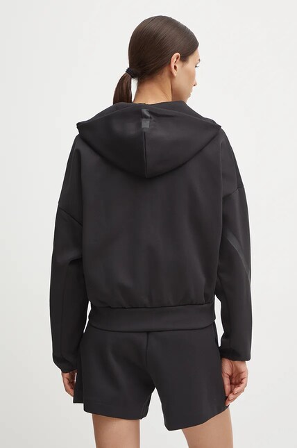 Кофта adidas ZNE женская цвет чёрный с капюшоном однотонная JE7848