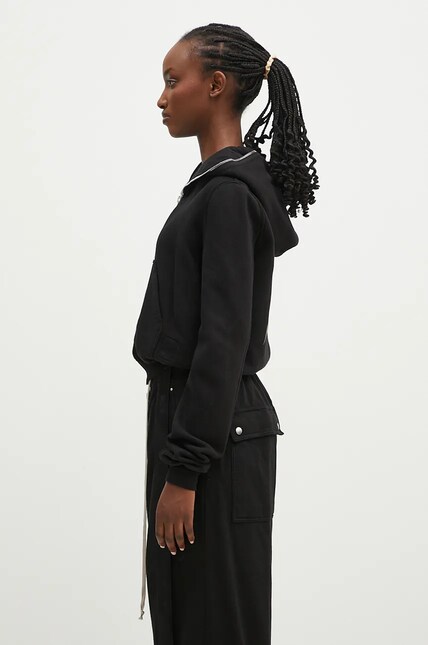 Хлопковая кофта Rick Owens Small Gimp Hoodie женская цвет чёрный с