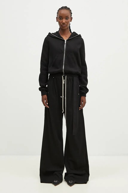 Хлопковая кофта Rick Owens Small Gimp Hoodie женская цвет чёрный с