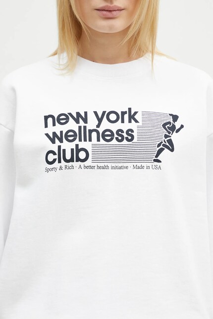 Sporty & Rich cotton sweatshirt USA Wellness Club women's white