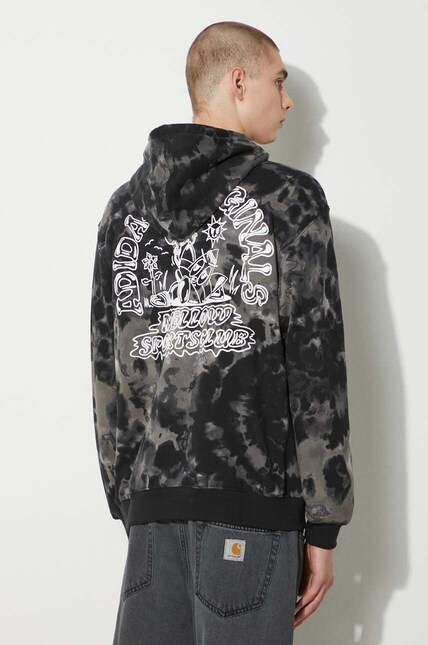adidas Originals cotton sweatshirt Tie-Dyed Hooded Aop men's black