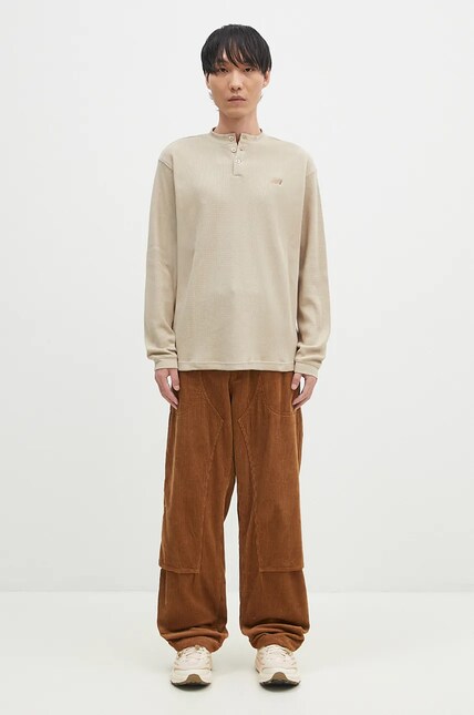 New Balance longsleeve shirt Waffle Knit Long Sleeve Henley beige