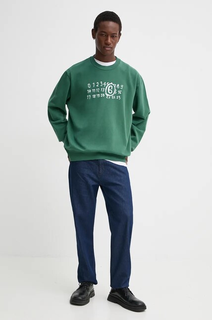 MM6 Maison Margiela cotton sweatshirt men's green color with a