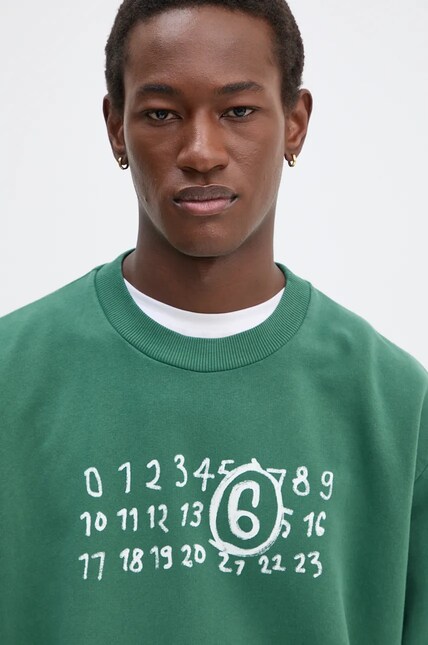 MM6 Maison Margiela cotton sweatshirt men's green color with a