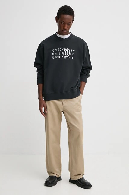 MM6 Maison Margiela cotton sweatshirt men's black color with a