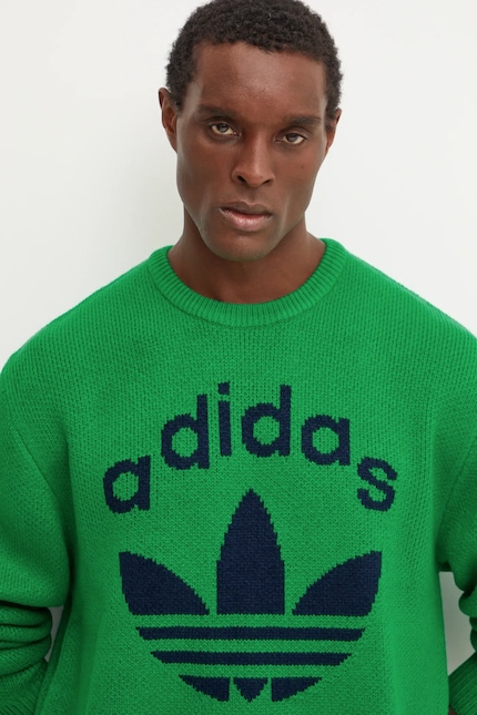 Свитер adidas Originals Knit Crewneck мужской цвет зелёный JN5966 Свитер adidas Originals Knit Crewneck мужской цвет зелёный JN5966