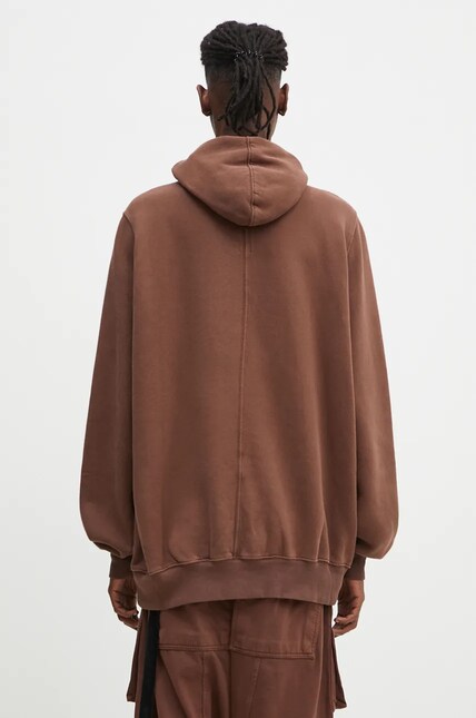 Rick Owens cotton sweatshirt Jumbo Gimp men's brown color hooded