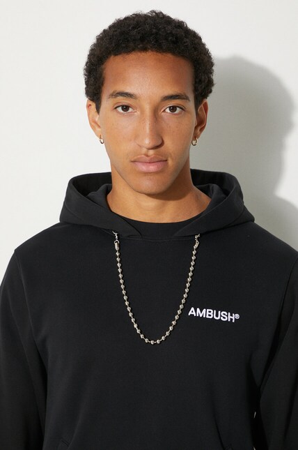 AMBUSH cotton sweatshirt Ballchain men's black color hooded