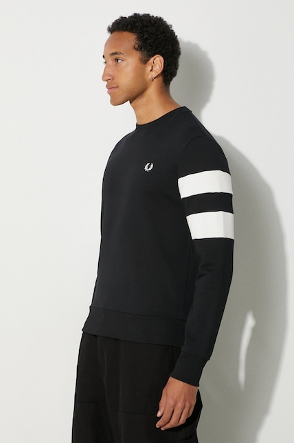 Fred Perry cotton sweatshirt Tipped Sleeve men's black color M5544 Fred Perry cotton sweatshirt Tipped Sleeve men's black color M5544