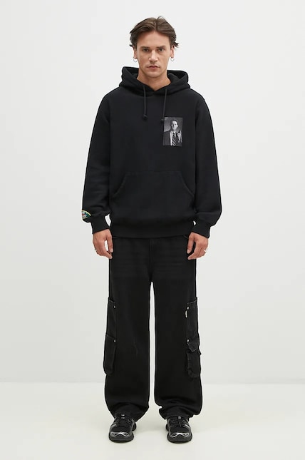 Undercover cotton sweatshirt C/S men's black color hooded with an Undercover cotton sweatshirt C/S men's black color hooded with an
