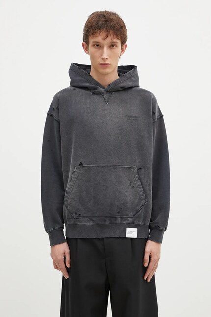 NEIGHBORHOOD cotton sweatshirt men's black color hooded smooth