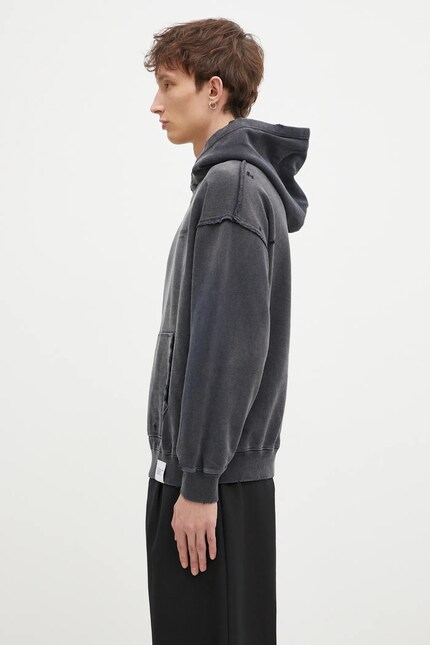 NEIGHBORHOOD cotton sweatshirt men's black color hooded smooth