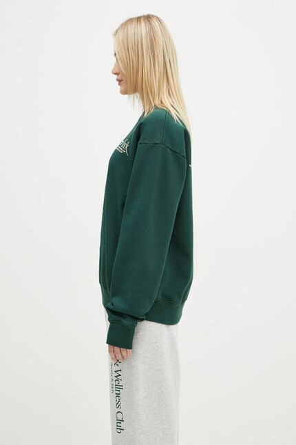Sporty & Rich cotton sweatshirt NY 94 green color with a print