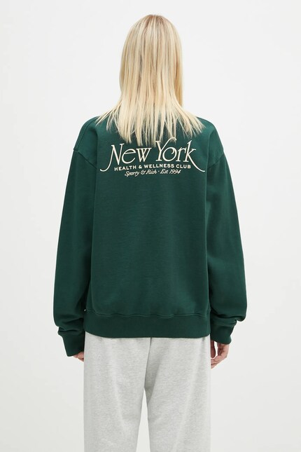 Sporty & Rich cotton sweatshirt NY 94 green color with a print