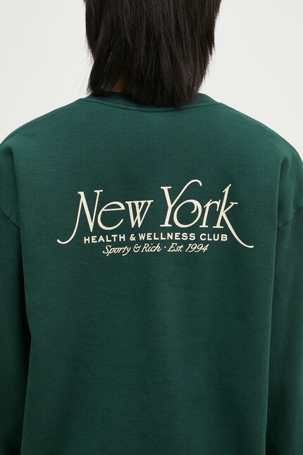 Sporty & Rich cotton sweatshirt NY 94 green color with a print