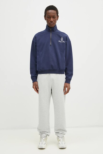 Sporty & Rich cotton sweatshirt Vendome Embroidered Quarter Zip
