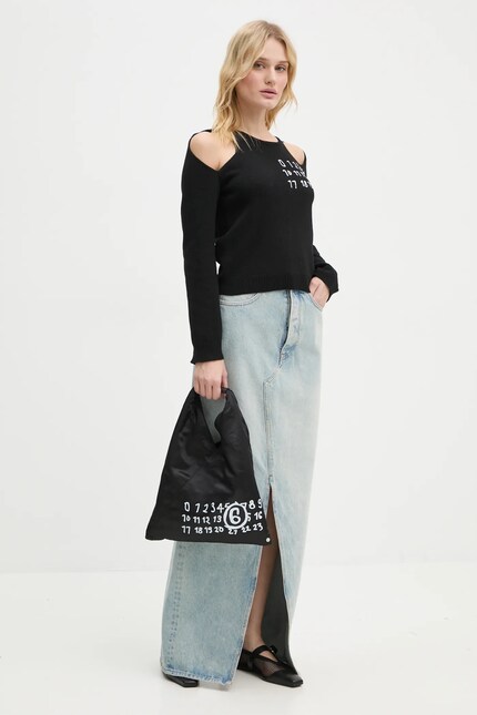 Шерстяной свитер MM6 Maison Margiela женский цвет чёрный лёгкий