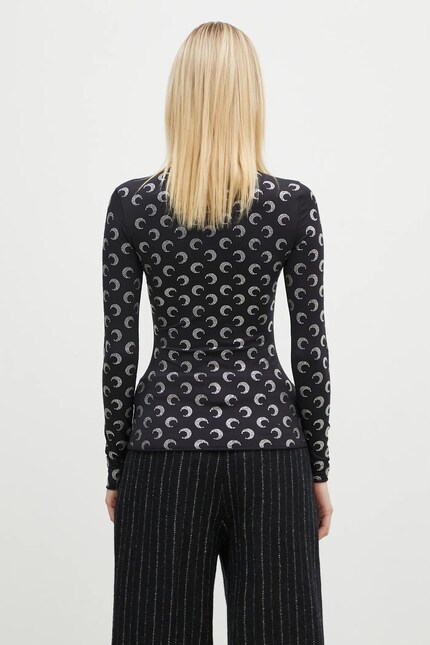 Marine Serre longsleeve shirt women's black color WTS006A.CJER0002